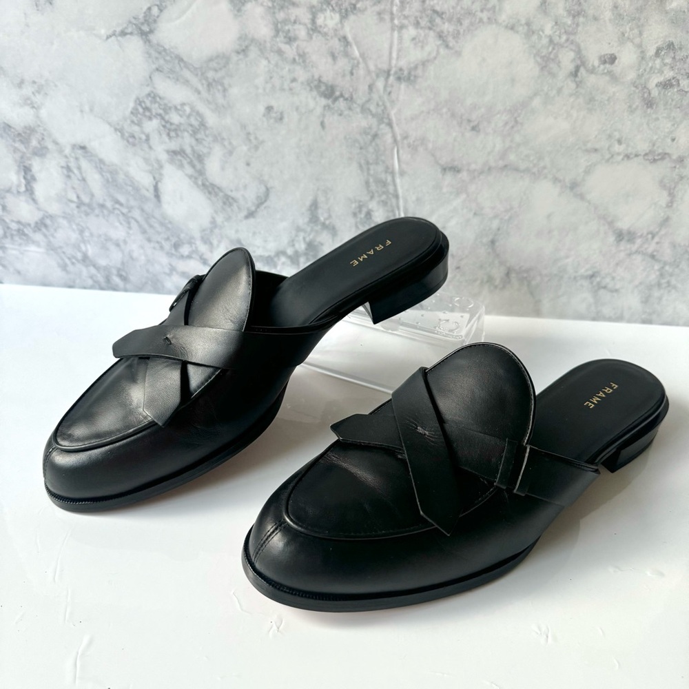 Frame Le Willoughby Mules in Black leather Size 41.5 EU/ 11-11.5 US.